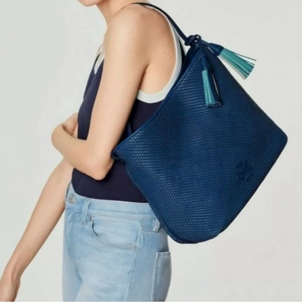Nwot Blue Tory Burch Thea Woven Hobo Bag - Picture 2 of 13
